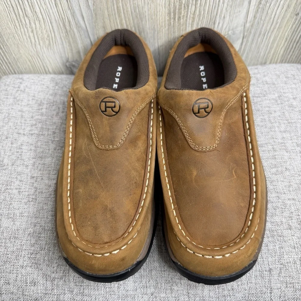 Roper Men's Tan Slip-On Leather Loafers